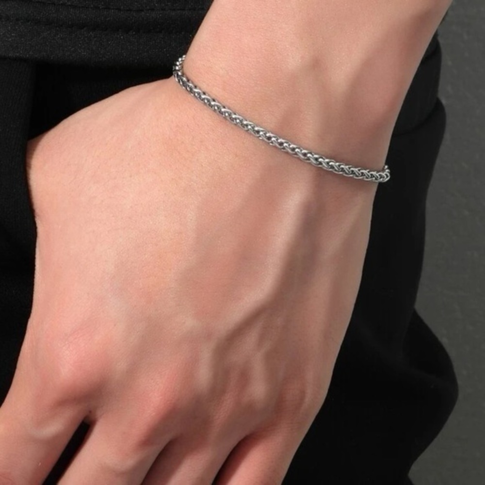 Men’s Stainless Steel Bracelet Silver Plated - Picture 1 of 6